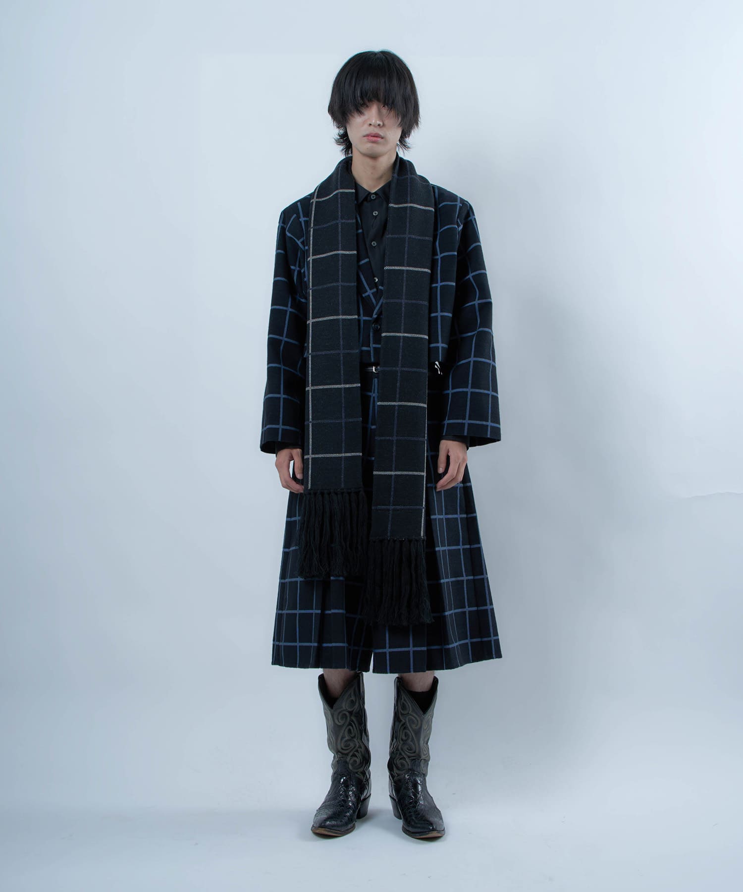 plaid long muffler