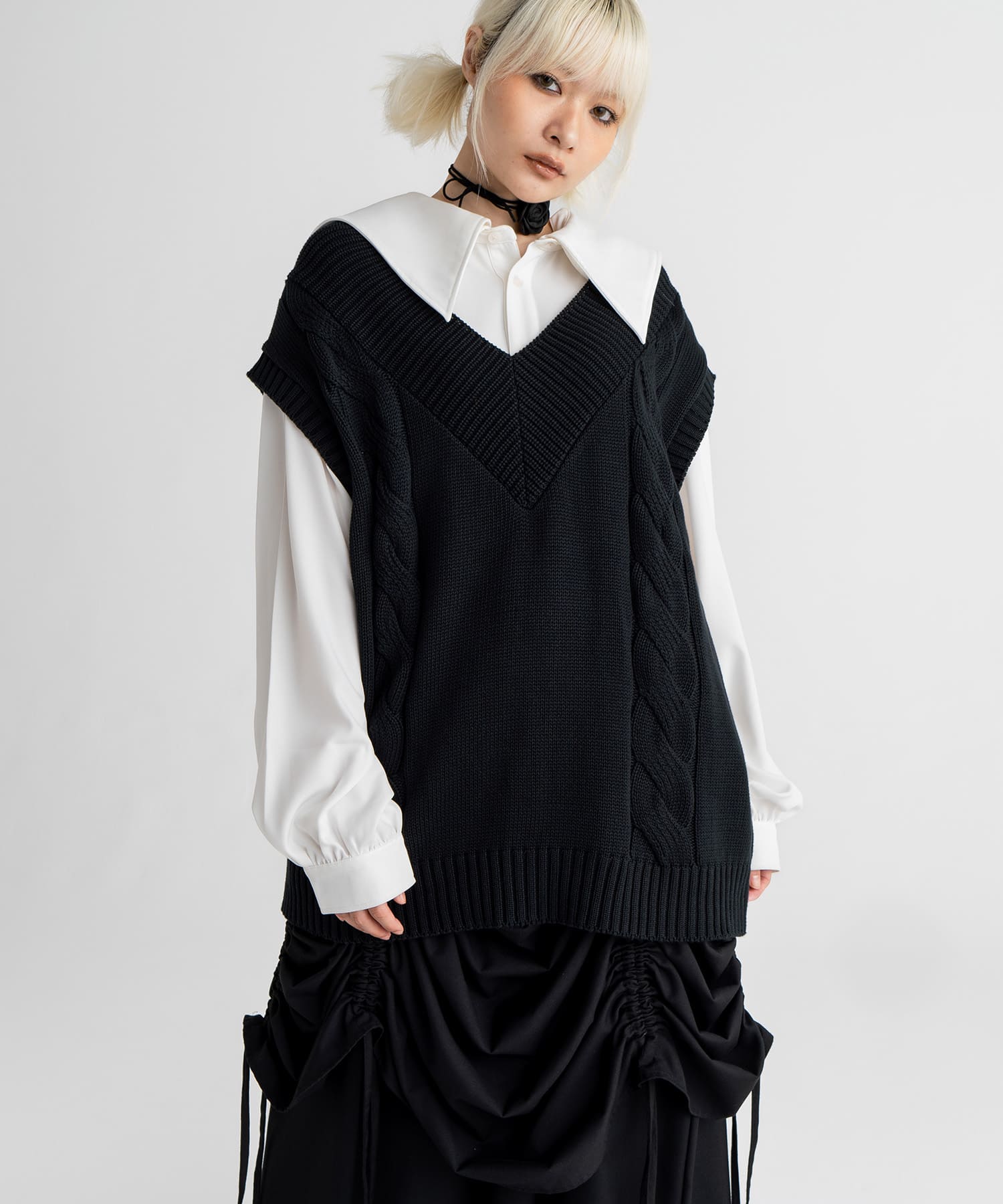 over rib knit vest