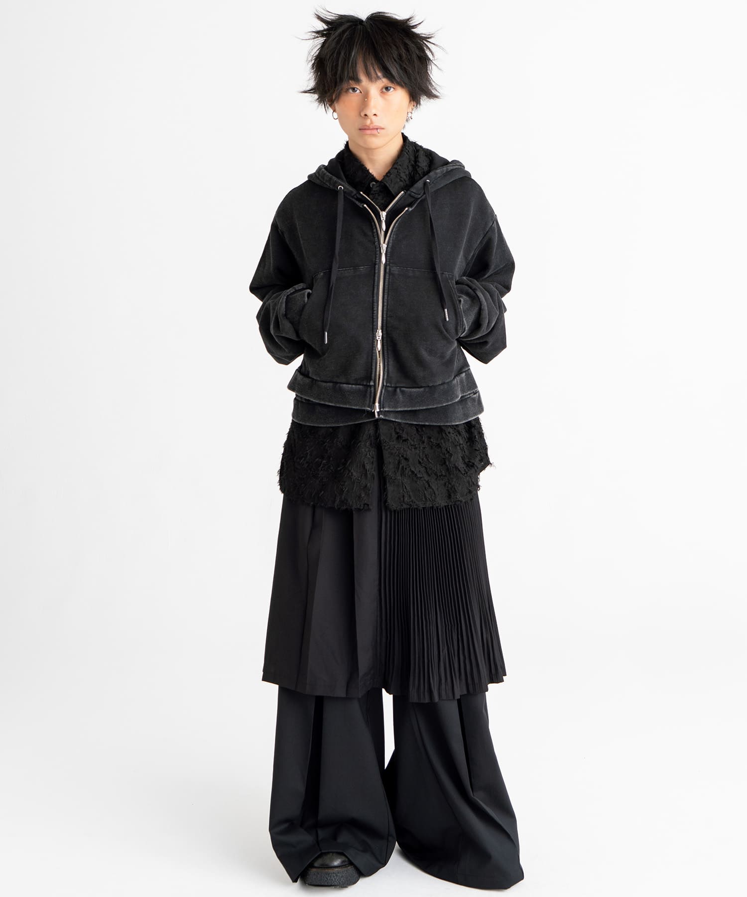 accordion pleats wrap skirt